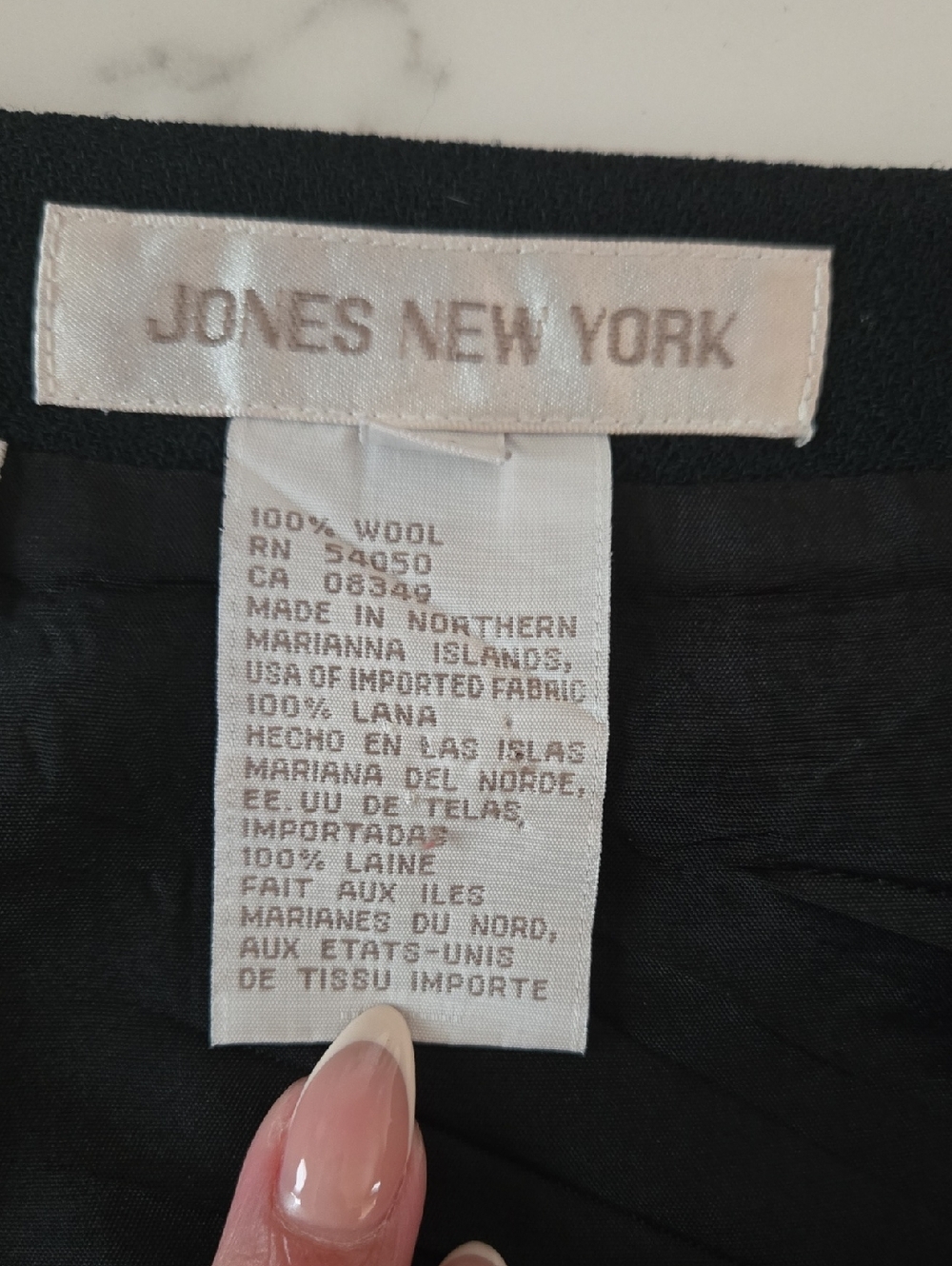 Jones New York Black Wool Wrap Skirt 90s Minimalist Office Siren Vintage - Picture 6 of 12